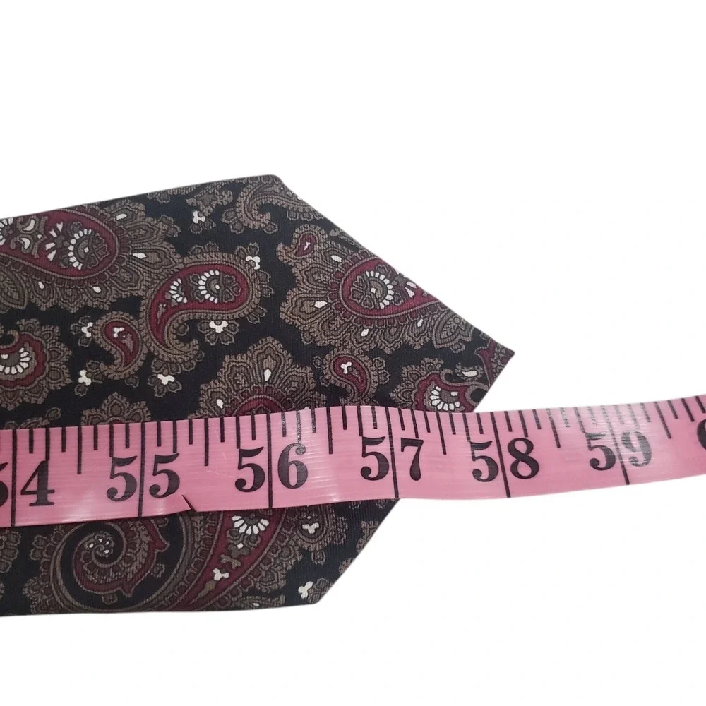 Christian Dior Mens‎ Tie Necktie Designer Luxury Black Red Paisley Italian Silk